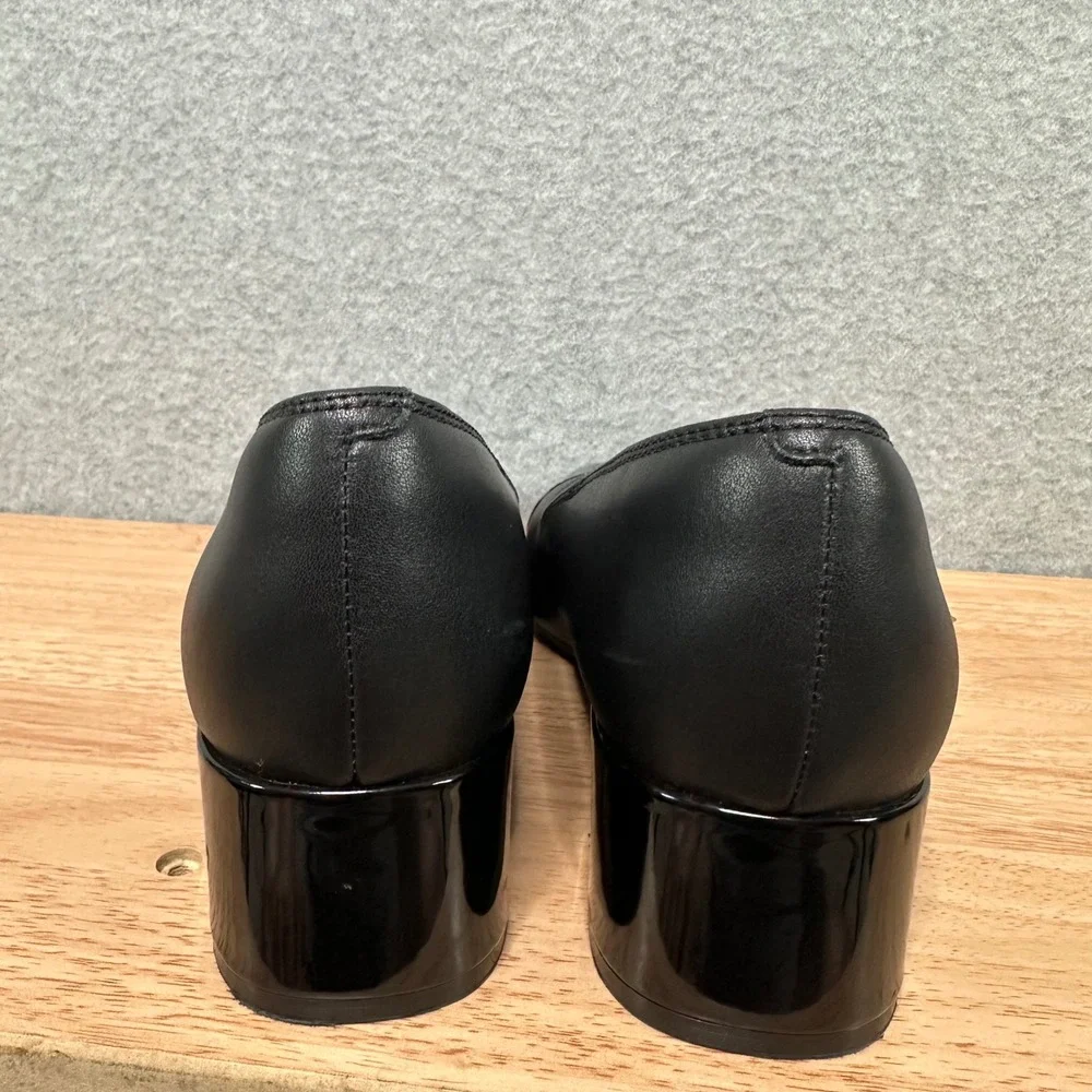 Clarks Iridessa May Black Leather Cap Toe Block Heel Pumps Womens 9.5‎ M